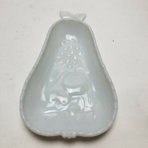Vintage Hazel Atlas Opaque Milk Glass Pear Shape Candy Snack Dish